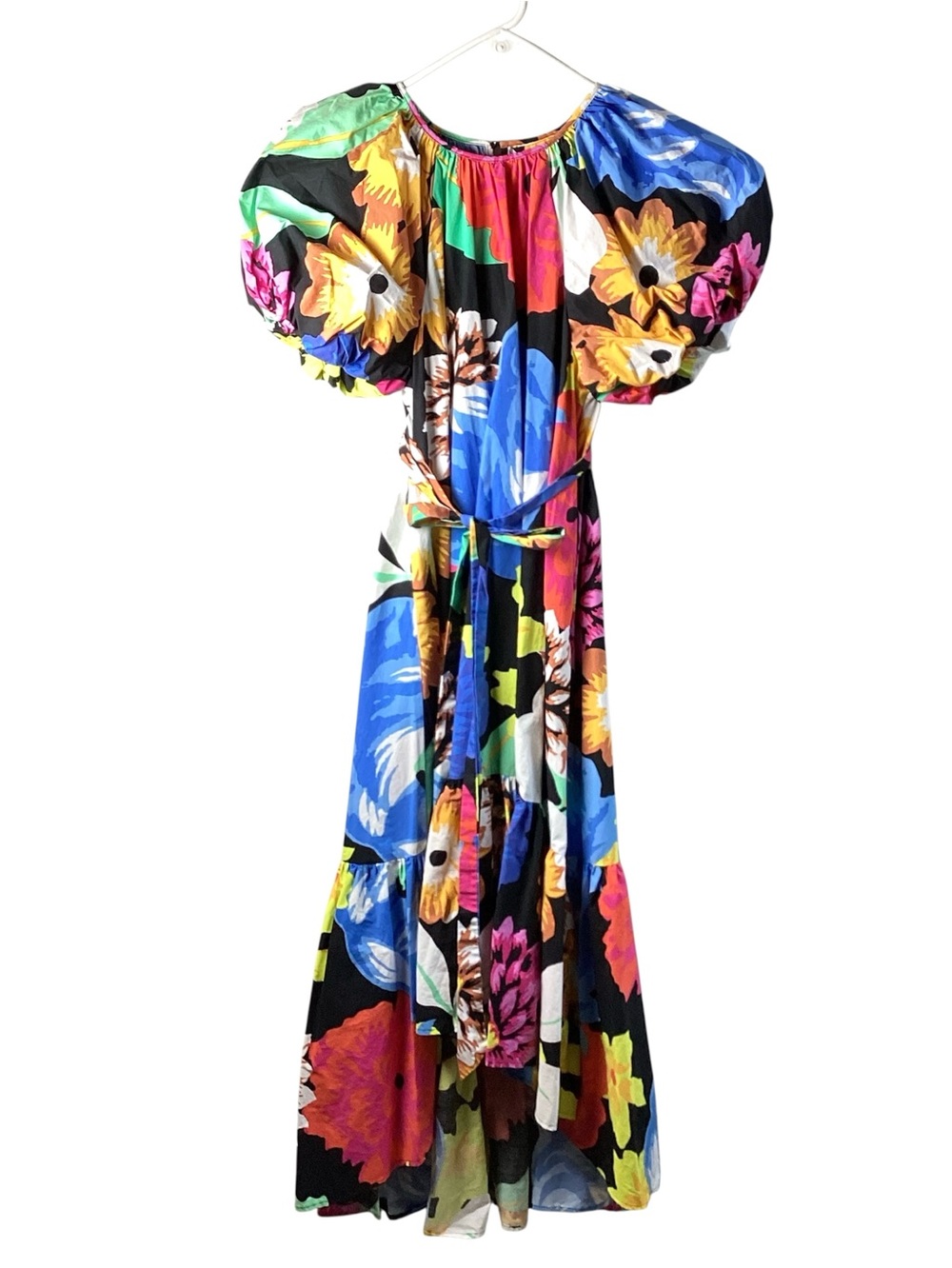 Christopher John Rogers Multicolor Floral Puff-Sleeve Maxi Dress